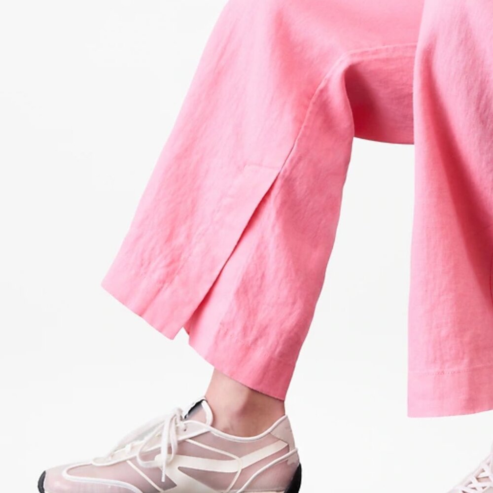 Athleta NWT Retreat Linen High Rise Wide Leg Pant, TALL MEDIUM, Raphanus PINK - Picture 3 of 6